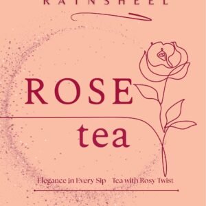 The beautiful pink pouch of Ratnsheel Rose Tea with a delicate rose illustration.